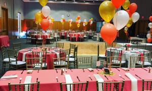 Great Lakes Room Banquet style set up with round tables and chairs
